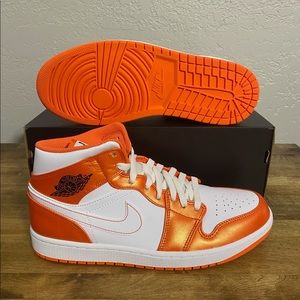 Nike Air Jordan 1 Mid Electro Orange White Black DM3531-800 Men's Size 10